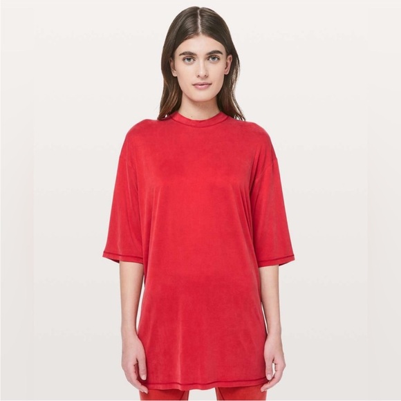 Lululemon Lab💎RARE NWOT💎Cupro Sumu-Su Tee💎Fiery Red💎Size 10 - Picture 1 of 11